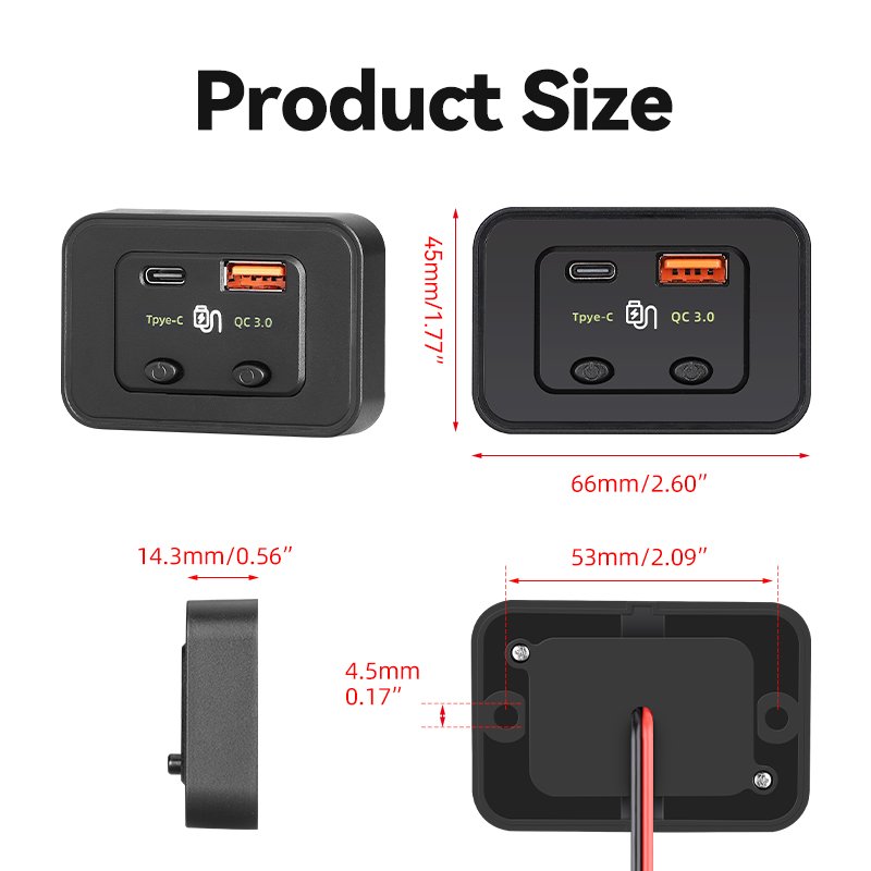 Custom 12V 24V Bus Seat USB for Charger Socket PD Type C Car Charger USB Bus