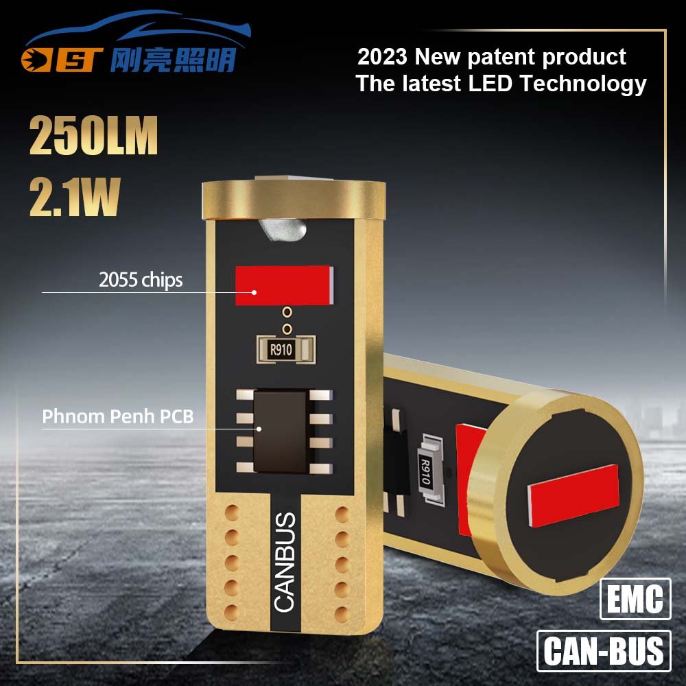 OEM Factory Patented Product 250 Lumen 2055 Chips 200MA Red Color W5w T10 Led Canbus for Automotive