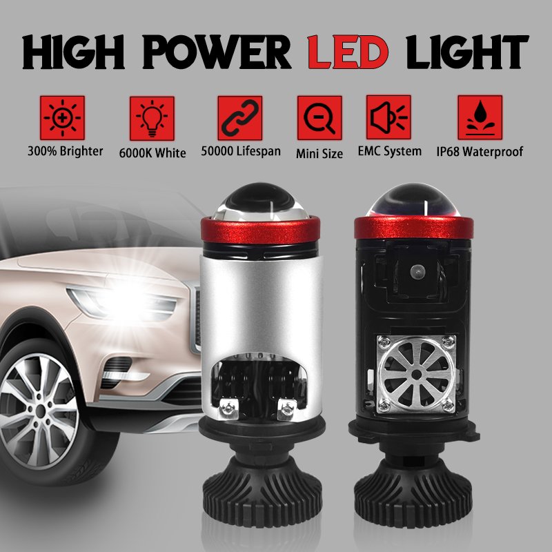 New Bi Led Mini H4 Projector Lens High Low Light 6000k H4 Mini Driving Light 12v H4 Headlight Bulb