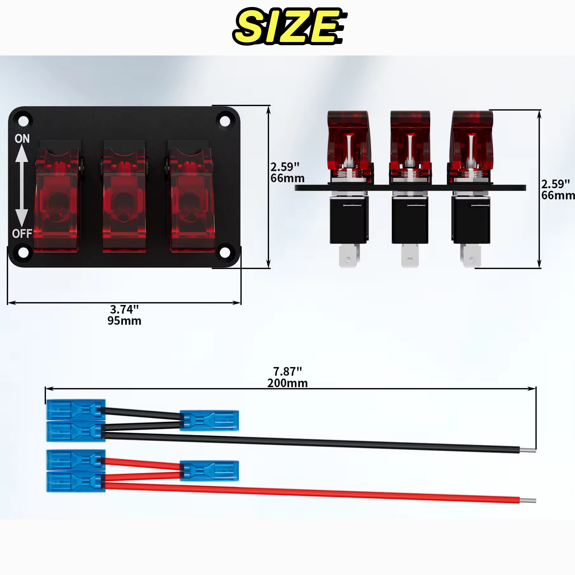 12V Toggle Switch LED Panel on Off Race Car Ignition/Kill Switch Automotive 3 Gang Switch Panel for Boat RV Marine Truck Bus