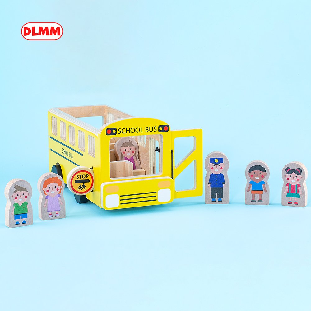 Wooden School Bus Toy Eco Friendly Wooden School Bus Classic Toys Montessori Education Campus Bus Wooden Toys