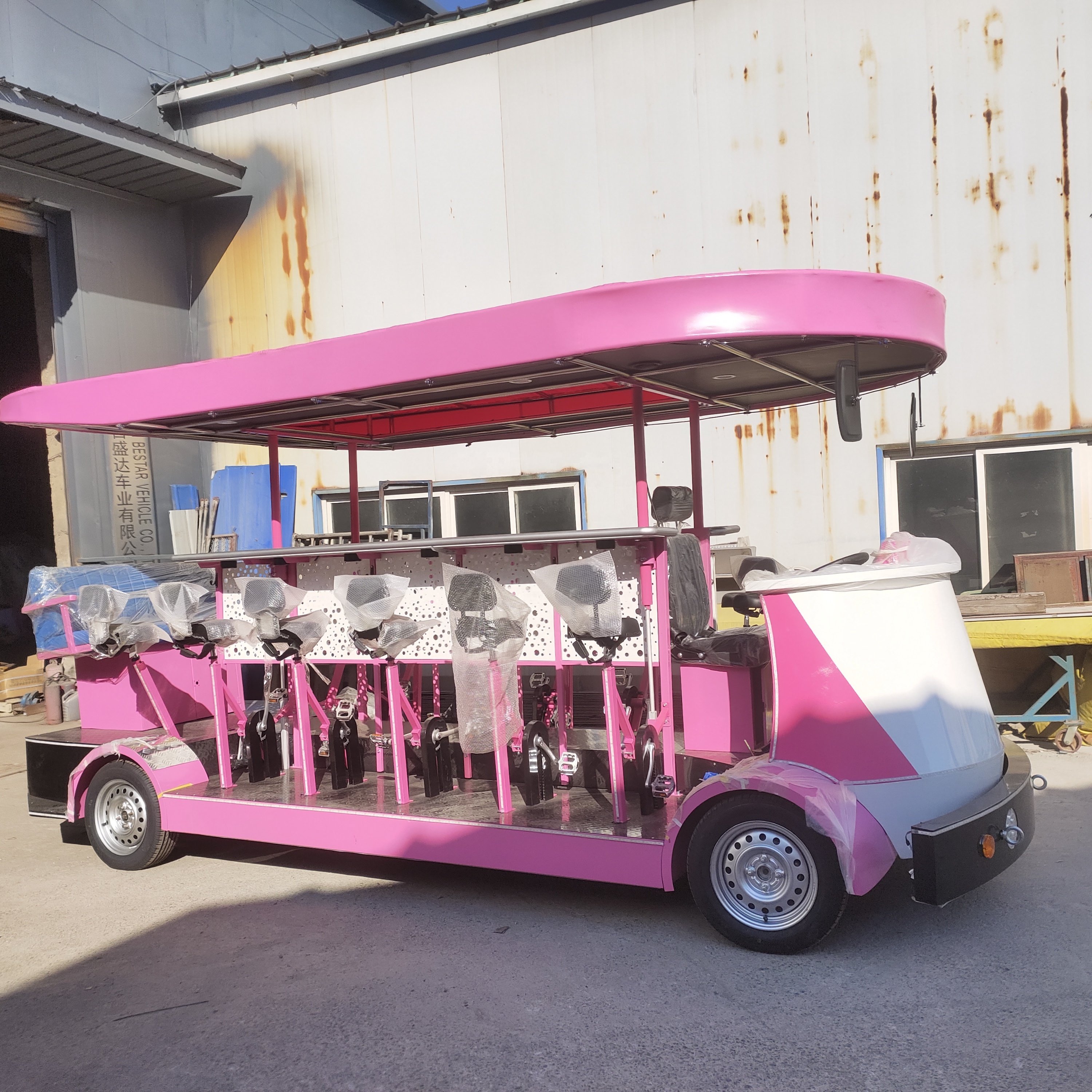 Mobile Bar Cart Electric Sightseeing Bus Vehicle Party Bike Pedal Pub Car Beer Bike for Sale 60V Tuk Tuk Electric 7 Seats Eec 16