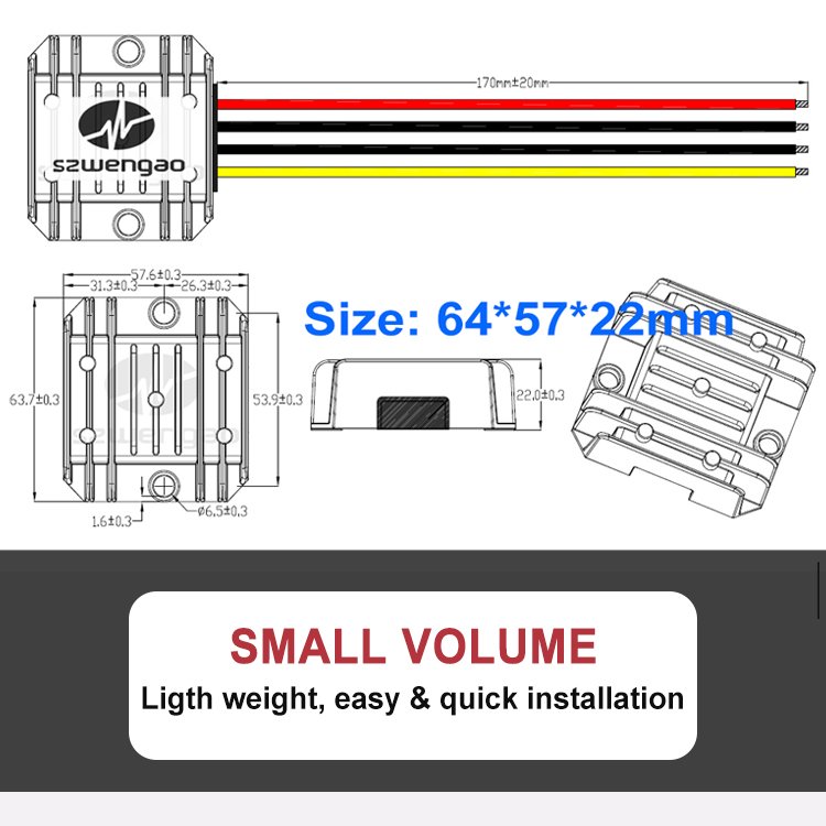 Szwengao Small Volume 8-40V to 12V 3A Boost-Buck DC Converters Waterproof Regulated DC Power Supply