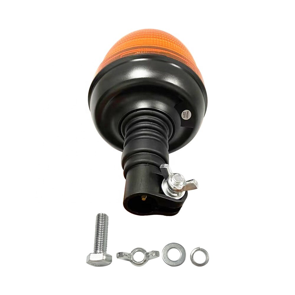 24V Rotating Amber Beacon DIN Pole Spigot Mount Tractor Flashing Warning Light for Forklift and School Bus
