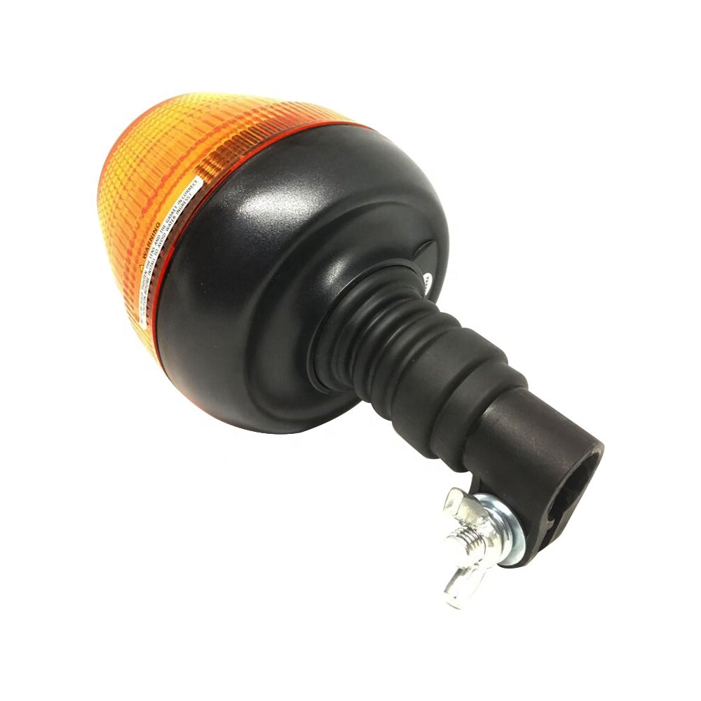 24V Rotating Amber Beacon DIN Pole Spigot Mount Tractor Flashing Warning Light for Forklift and School Bus