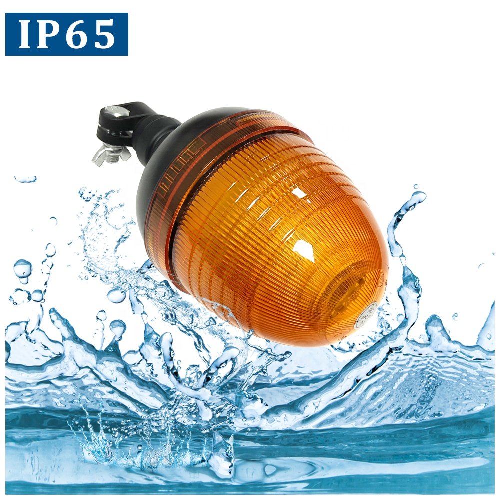 24V Rotating Amber Beacon DIN Pole Spigot Mount Tractor Flashing Warning Light for Forklift and School Bus