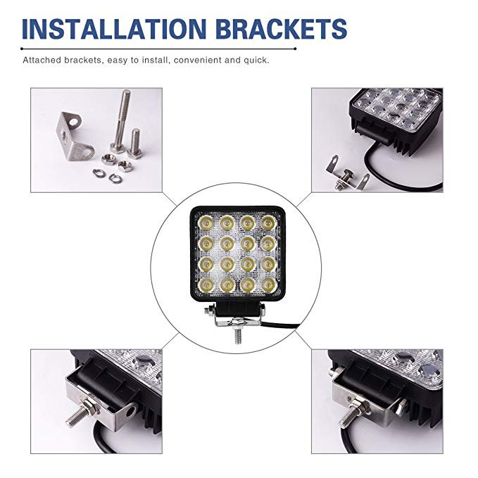6 18w Led Work Light 4 square Round Lights