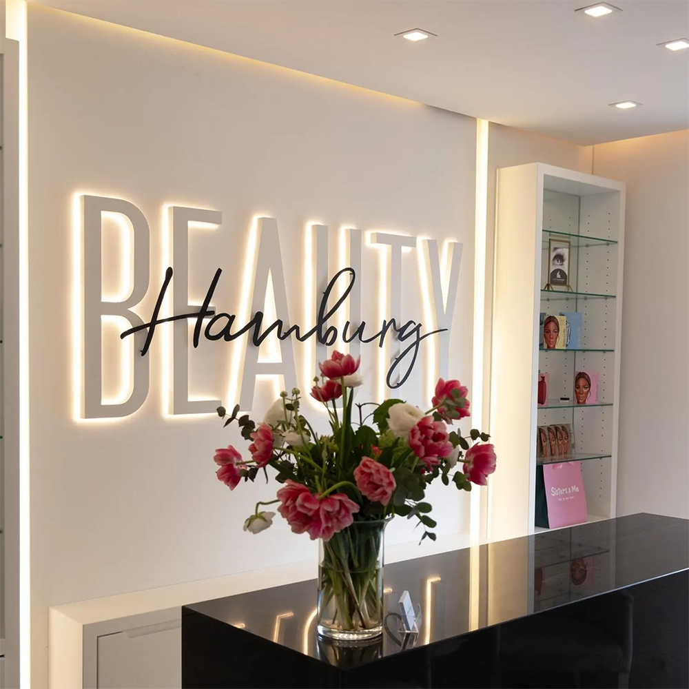 Custom White Spray Paint Acrylic Signage LED Backlight Letters Sign for Beauty Shop Reception