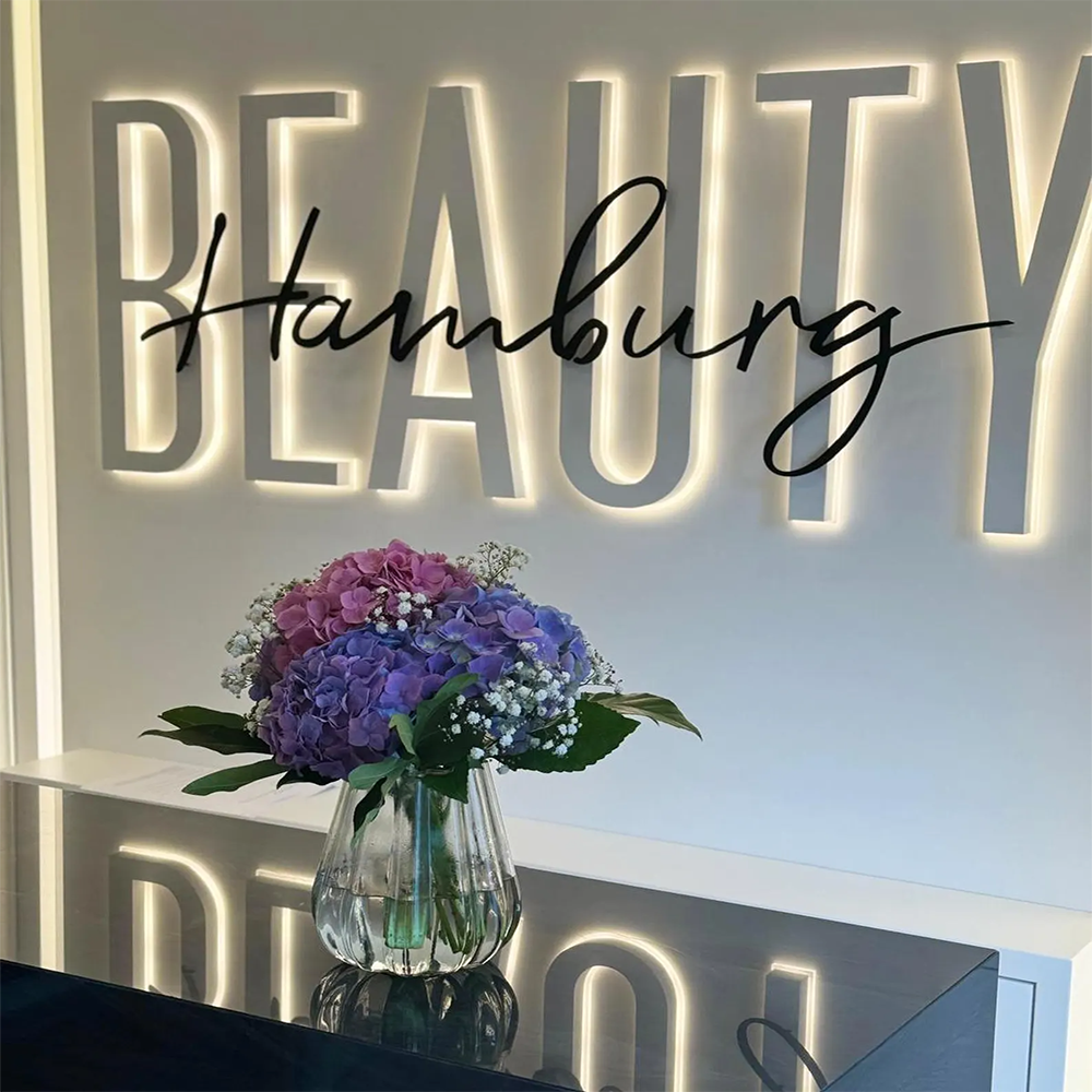 Custom White Spray Paint Acrylic Signage LED Backlight Letters Sign for Beauty Shop Reception