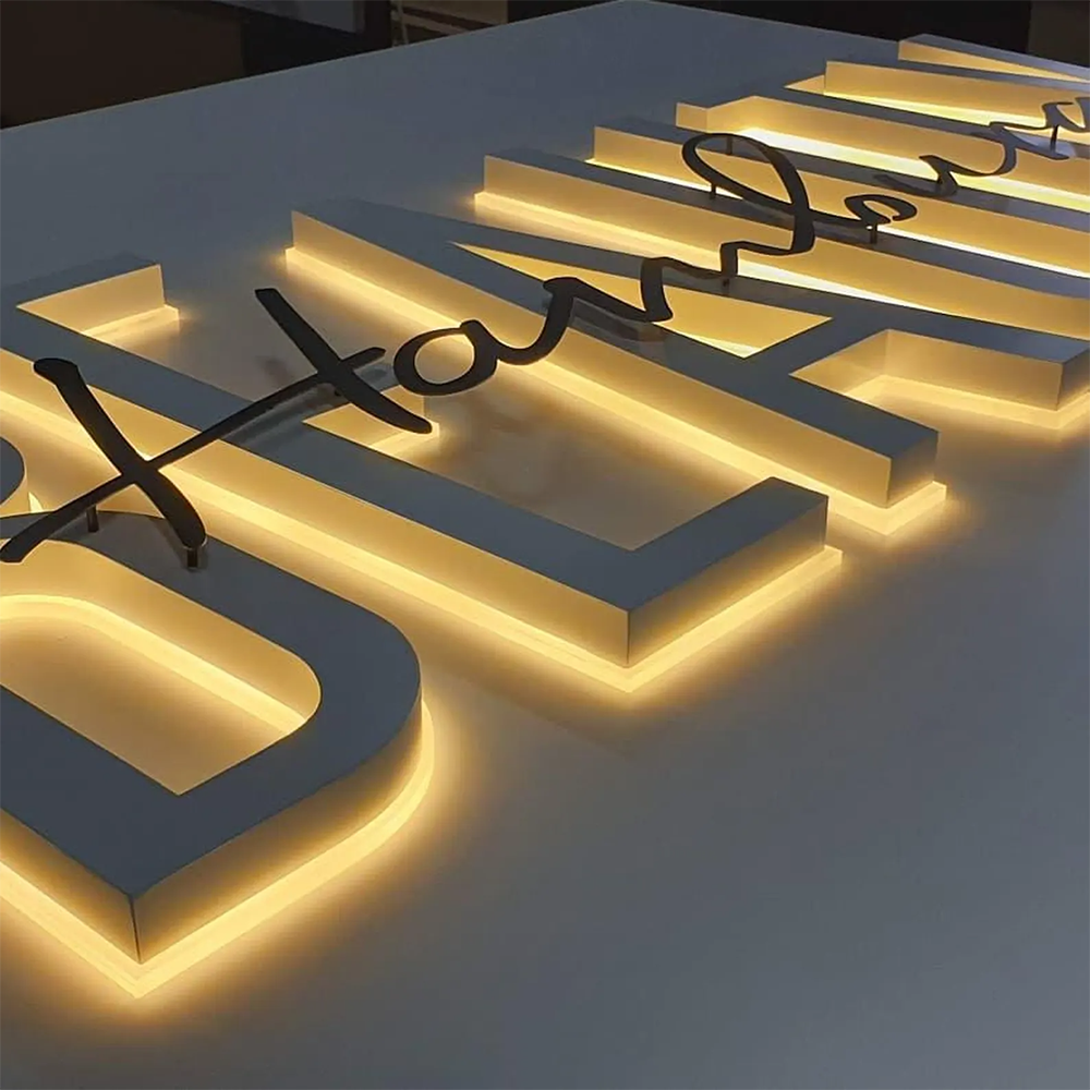 Custom White Spray Paint Acrylic Signage LED Backlight Letters Sign for Beauty Shop Reception