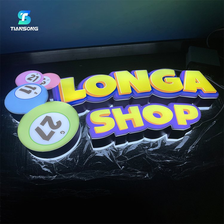 Illuminated Face&Back Lit Channel Letter Custom 3D Light up Business Signage Outdoor Lighted Acrylic Storefront Sign