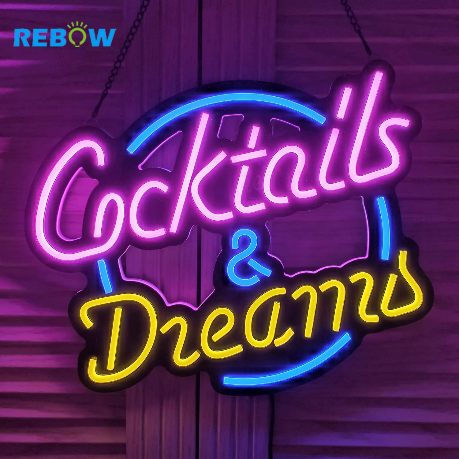 Rebow Wholesale Led logo Light DONT OVER THINK SHIT Neon Sign Cocktails-Dreams Neon Sign for Bedroom Party Home Decor