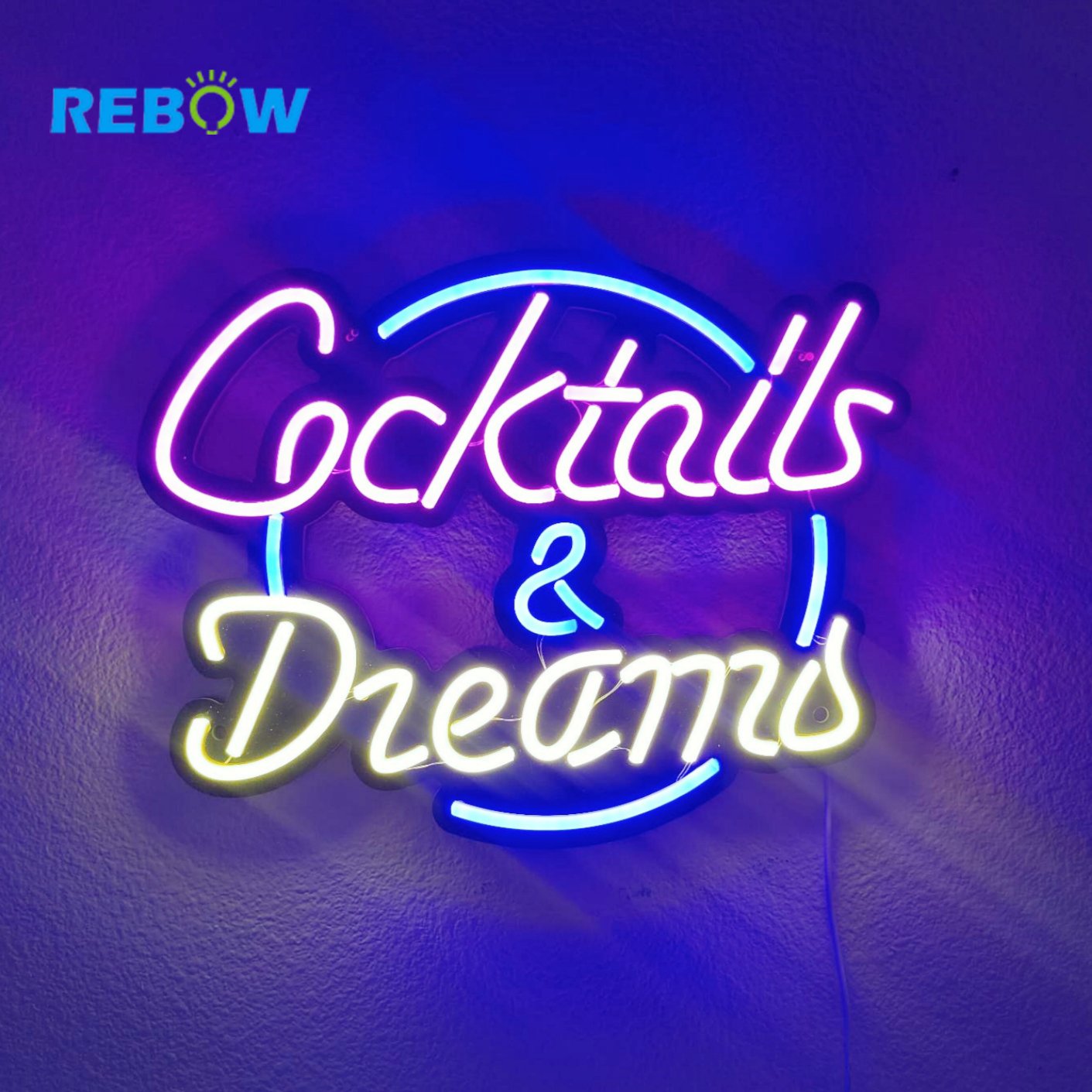 Rebow Wholesale Led logo Light DONT OVER THINK SHIT Neon Sign Cocktails-Dreams Neon Sign for Bedroom Party Home Decor