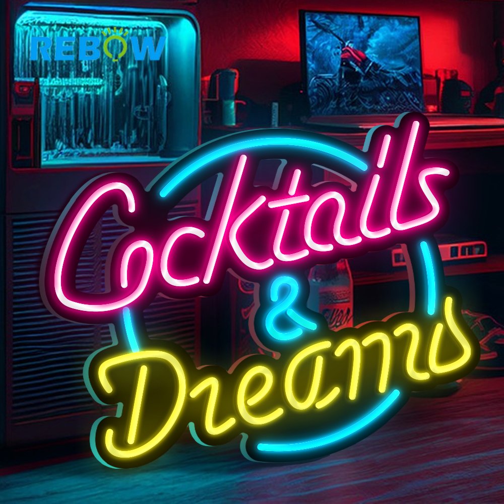 Rebow Wholesale Led logo Light DONT OVER THINK SHIT Neon Sign Cocktails-Dreams Neon Sign for Bedroom Party Home Decor