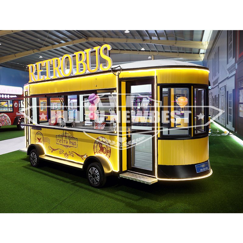 Large Size Bus Food Truck Cart Mobile bar Trailer Outdoor Bbq Beer Truck