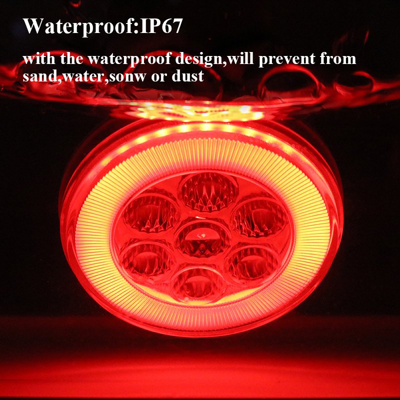 4 Inch LED Rear Combination Function Stop Turn Brake Light With Easy Install Rubber Grommet for Truck Trailer Tractor Bus