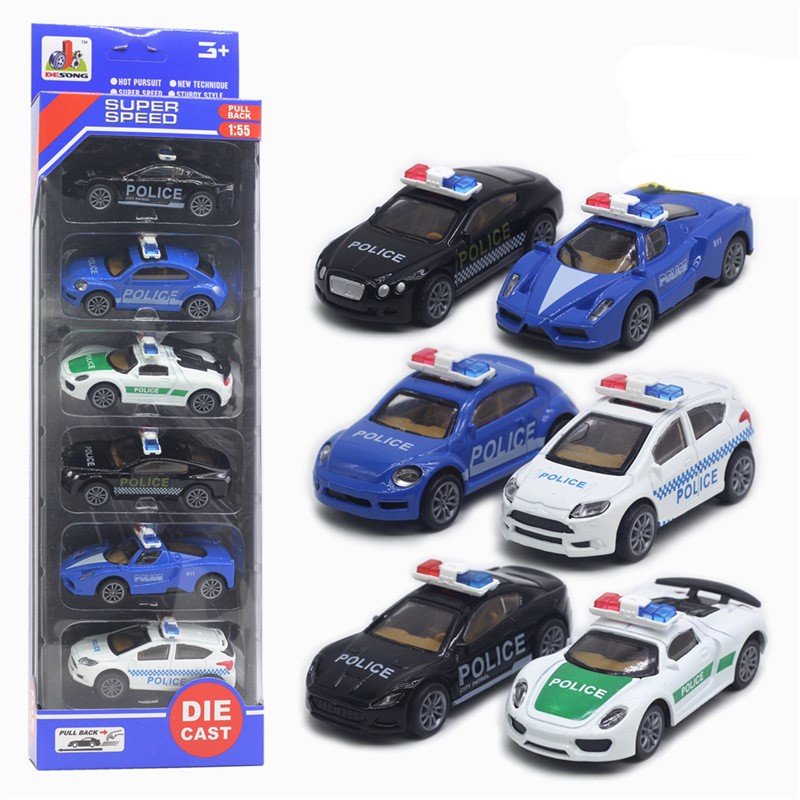 6 Sets of Alloy Engineering Vehicle Color Single Window Box Gashapon Machine Fire Truck Car Toy Car Model