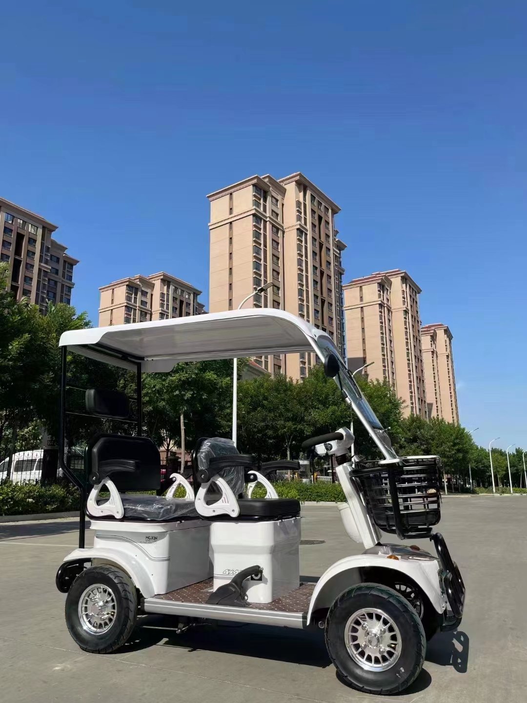 Made in China Four Seater Four Wheeled Sightseeing Bus Car with Roof Electric Four Wheel Golf Cart