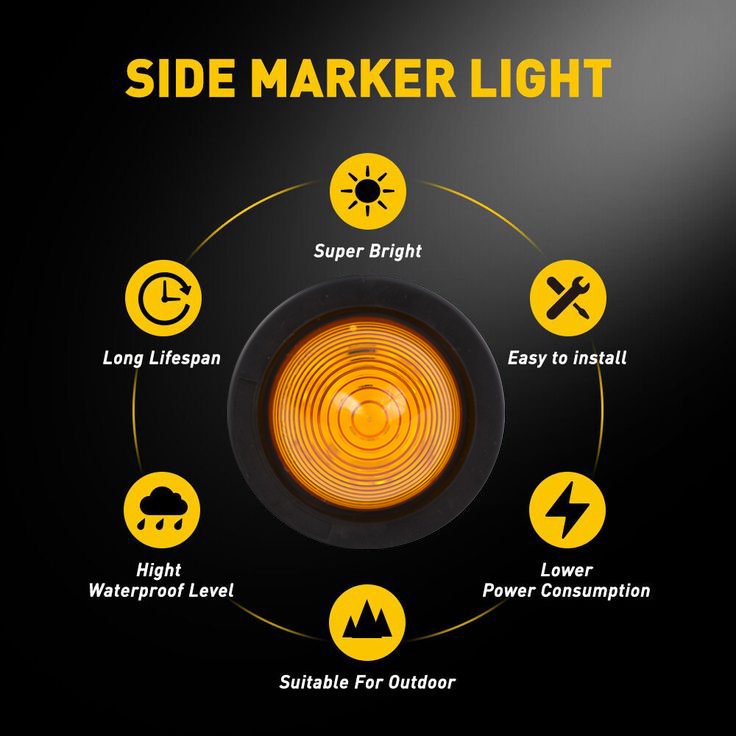 2 Inch Amber Round Beehive Cone LED Side Marker Flash Lights New 24V/12V Rear Tracking Lights for Trucks Trailers RVs Campers