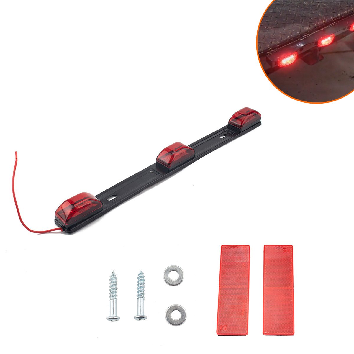 9LED 12V Led Brake Light Bar for Truck Trailer Pickup Trailer Tail Side Marker Light with Reflector Red Brake Lamp