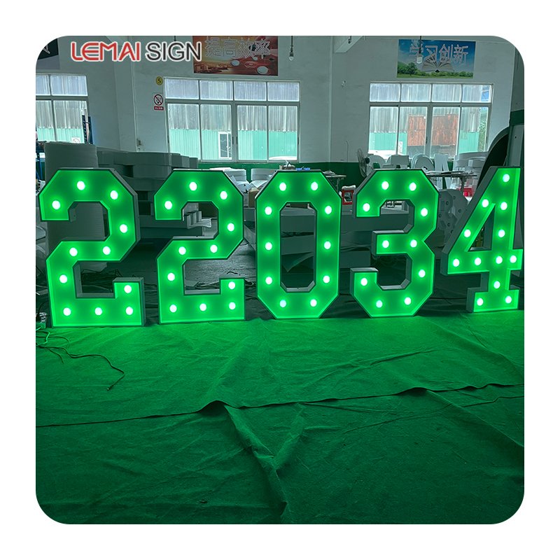 Custom Metal High-quality Light Bulb Subtitle Letters 3ft4ft Giant Led Bright Ceiling Digital love Luminous Symbol Sign