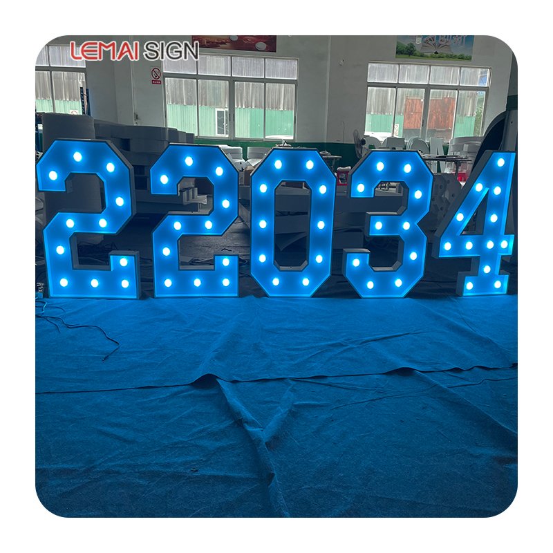 Custom Metal High-quality Light Bulb Subtitle Letters 3ft4ft Giant Led Bright Ceiling Digital love Luminous Symbol Sign