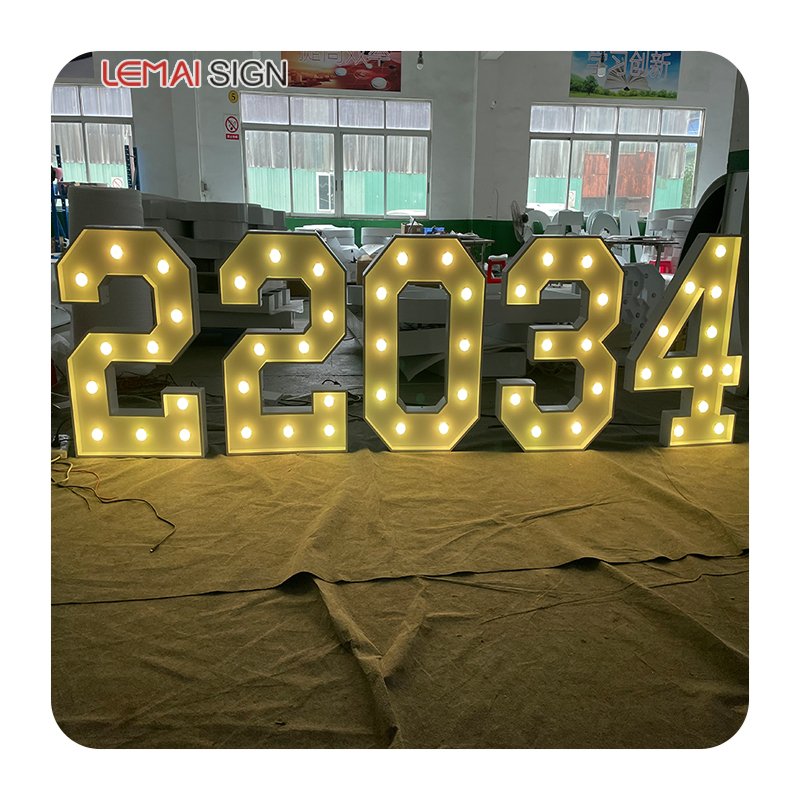 Custom Metal High-quality Light Bulb Subtitle Letters 3ft4ft Giant Led Bright Ceiling Digital love Luminous Symbol Sign