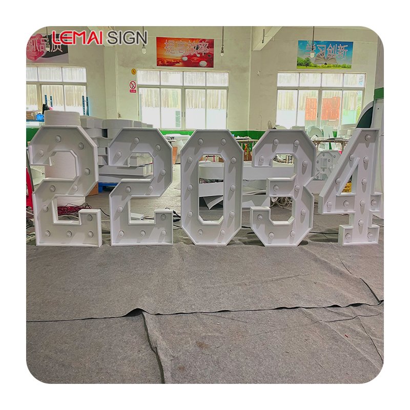 Custom Metal High-quality Light Bulb Subtitle Letters 3ft4ft Giant Led Bright Ceiling Digital love Luminous Symbol Sign