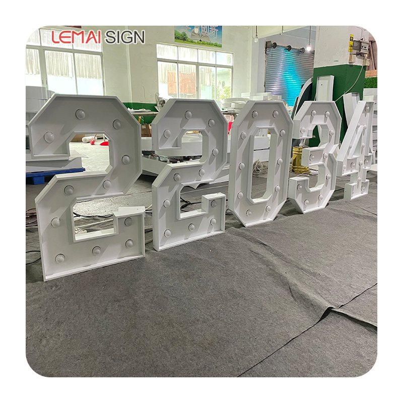 Custom Metal High-quality Light Bulb Subtitle Letters 3ft4ft Giant Led Bright Ceiling Digital love Luminous Symbol Sign