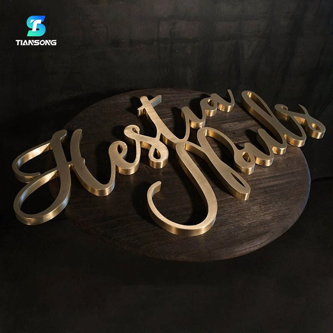 Outdoor Custom Golden Metal Building Signs 3D Storefront Electroplated Gold Logo Letter Sign