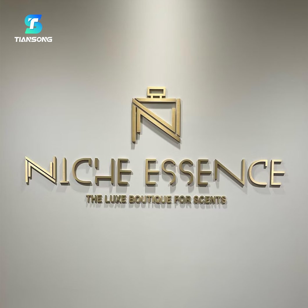 Outdoor Custom Golden Metal Building Signs 3D Storefront Electroplated Gold Logo Letter Sign
