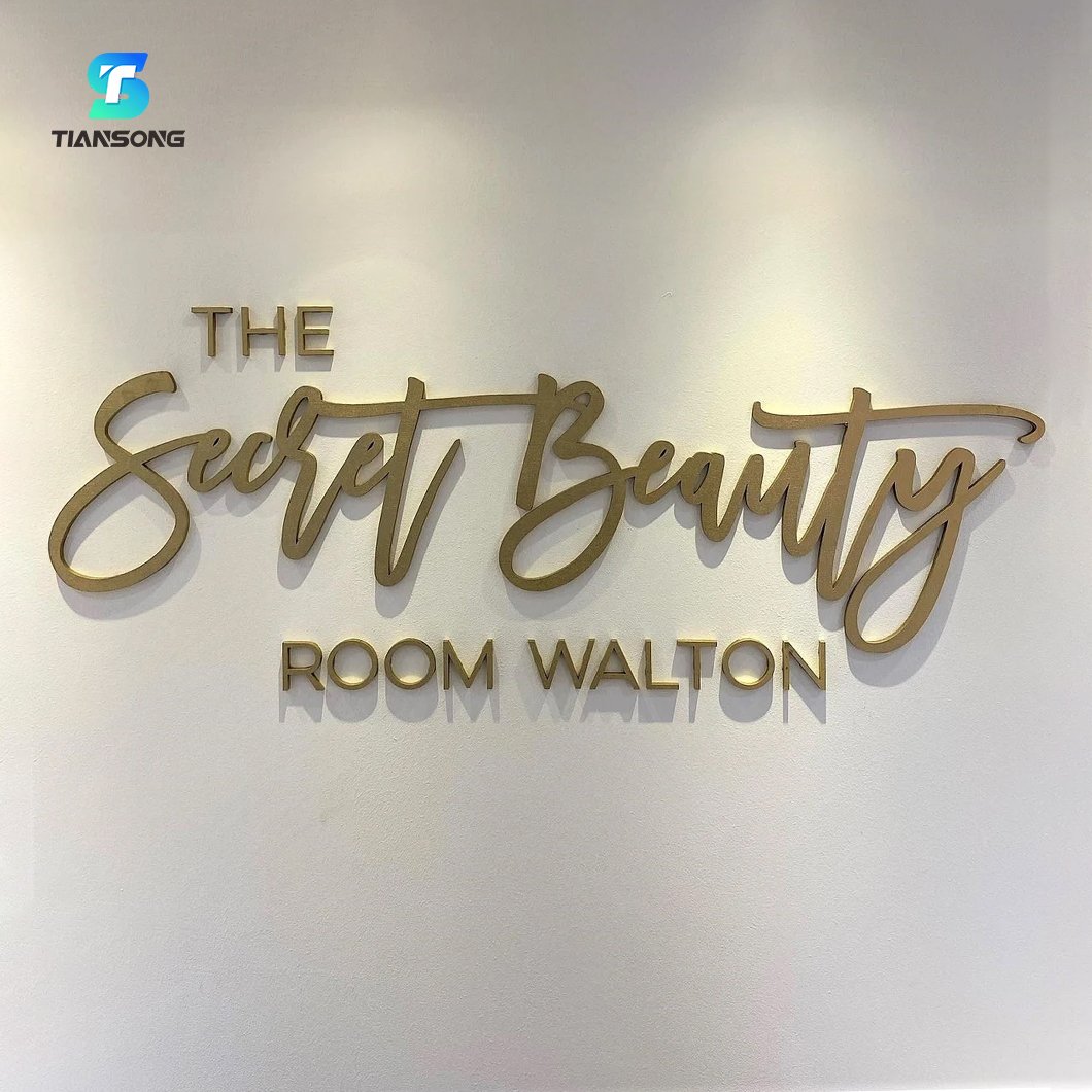 Outdoor Custom Golden Metal Building Signs 3D Storefront Electroplated Gold Logo Letter Sign