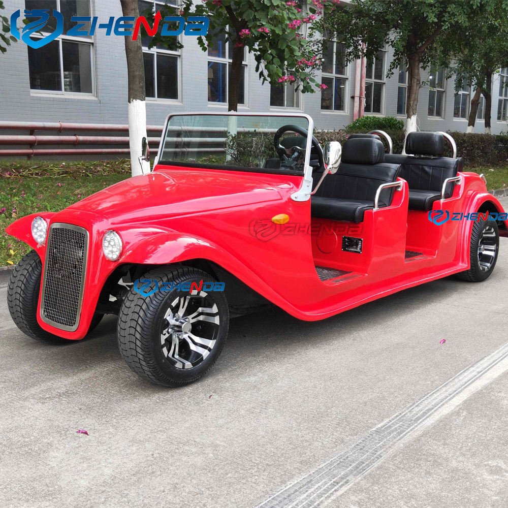 Custom Black 4 Wheels 6 Passengers Colorful Electric Vintage Bus Electric Vehicle Vintage Car Classic Cart