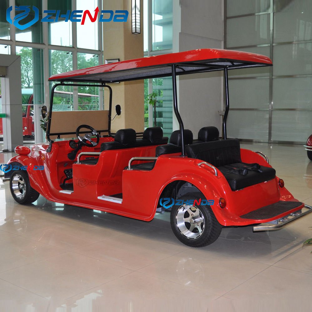 Custom Black 4 Wheels 6 Passengers Colorful Electric Vintage Bus Electric Vehicle Vintage Car Classic Cart