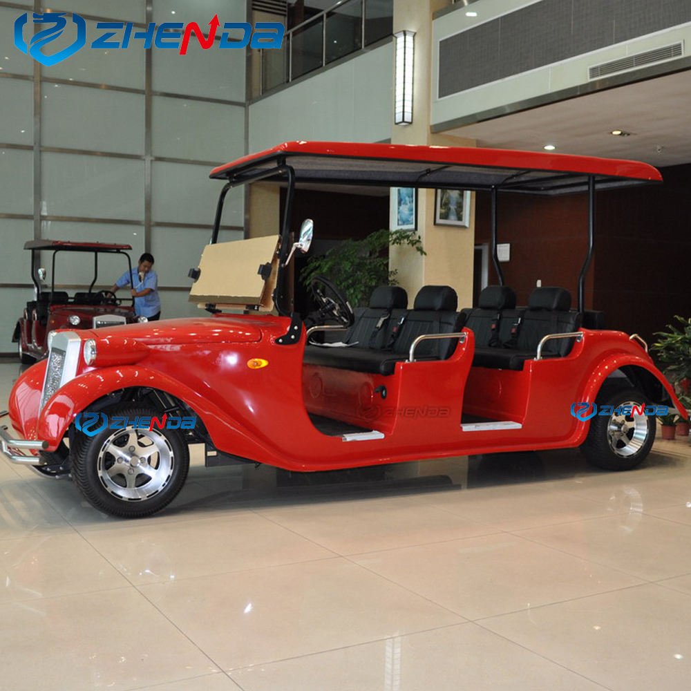 Custom Black 4 Wheels 6 Passengers Colorful Electric Vintage Bus Electric Vehicle Vintage Car Classic Cart