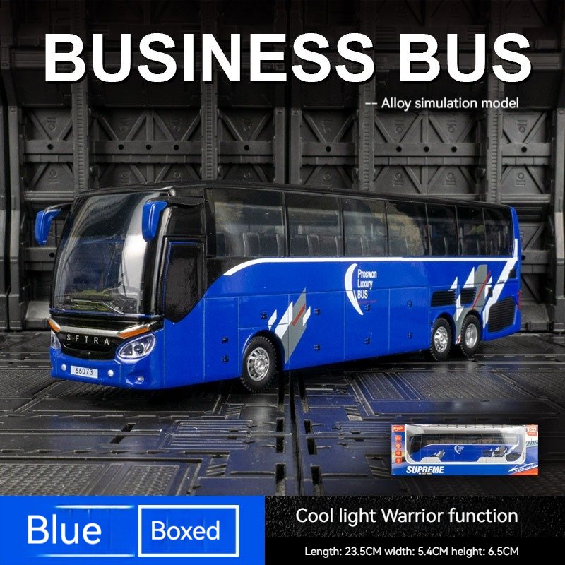 Diecast 1:32 Bus Metal Simulation Car Alloy Vehicle Toy Model Wheels Movable Sound and Light Pullback Doors Open Bus Model Toys