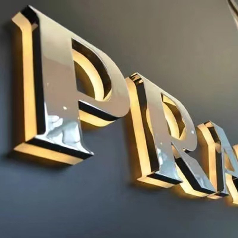 Custom Led Illuminated Outdoor Shop Sign Business Led 3d Letters Stainless Steel Backlit Illuminated Sign for logo Light Sign