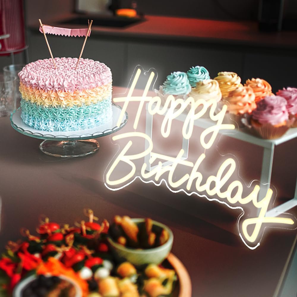 Happy Birthday Neon Sign, Happy Birthday Light up Sign, Neon Happy Birthday Sign Led Sign Backdrop Party Decoration