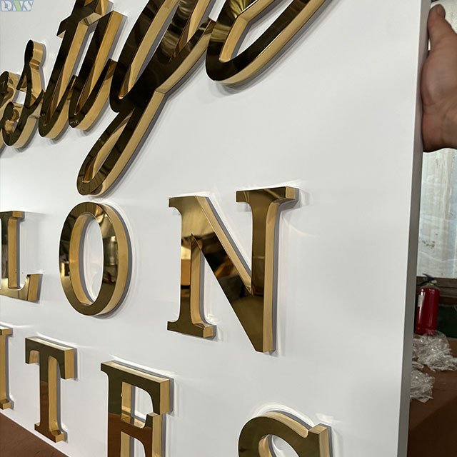 Sign Board Led Letter Channel Letter Led Sign Gold Mirror Backlit Letters With Backboard