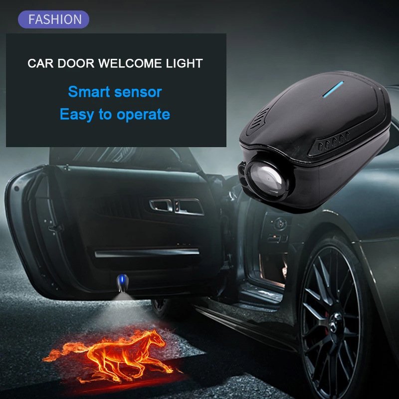 Yosovlamp F2 Car Welcome Light Wiring Free Automatic Induction Decorative Light Rechargeable Door logo Laser Projection Light