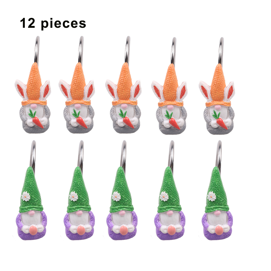 Easter Metal Resin Rabbit Bathroom Accessories, Home Bathroom Decoration, Shower Curtain Hooks, Curtain Hooks