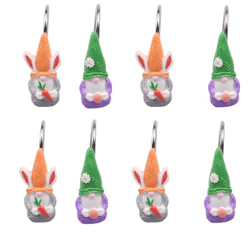 Easter Metal Resin Rabbit Bathroom Accessories, Home Bathroom Decoration, Shower Curtain Hooks, Curtain Hooks