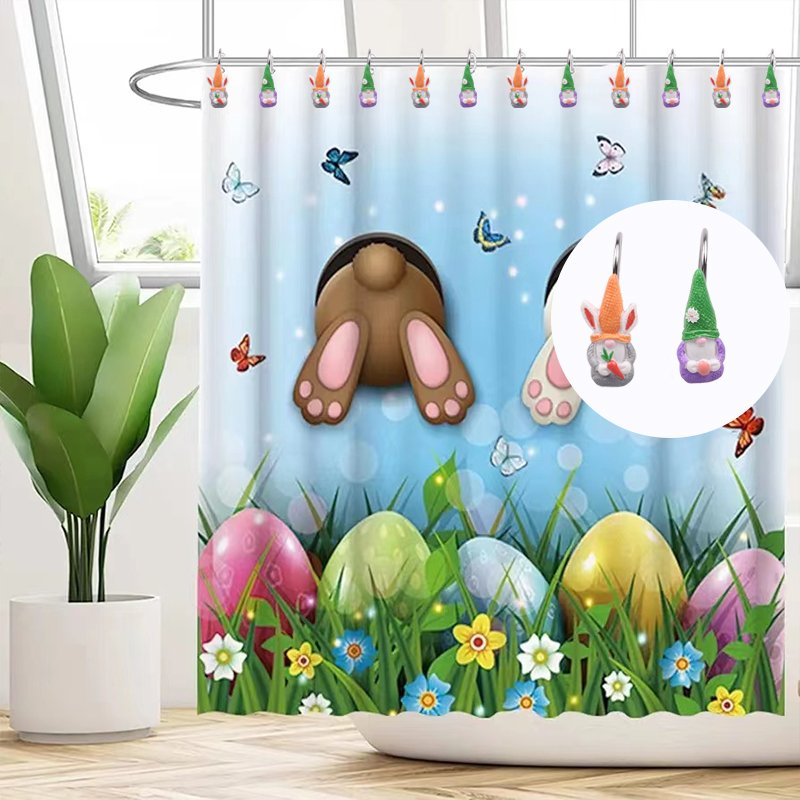 Easter Metal Resin Rabbit Bathroom Accessories, Home Bathroom Decoration, Shower Curtain Hooks, Curtain Hooks