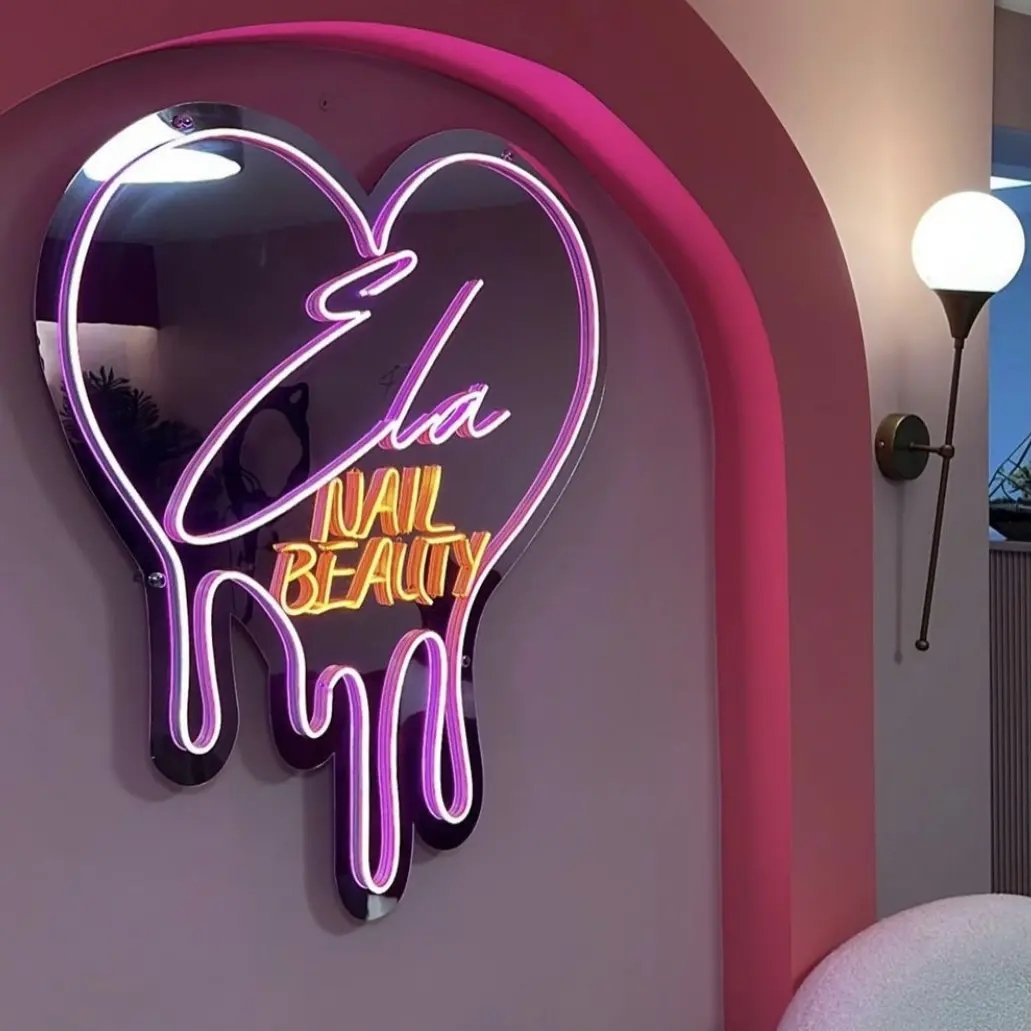 Neon Light Wavy Mirror Vanity Mirror With Led Lights Indoor Personalized Sign Babe Mirror Babe Acrylic Led Neon Sign