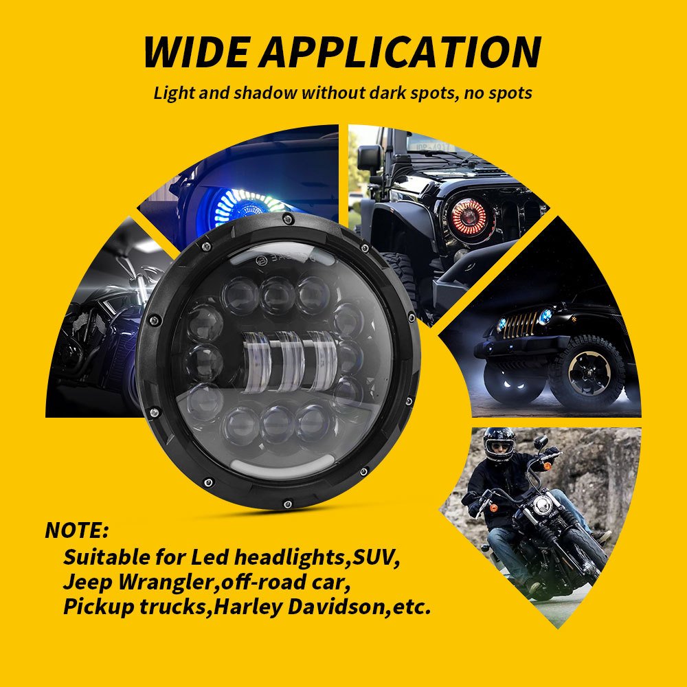 7inch Led Headlight for Jep 60W Led Spotlight Fog Driving Lamp Angel Eye Motorcycle Lights Work Light for Truck Wrangler JL JK