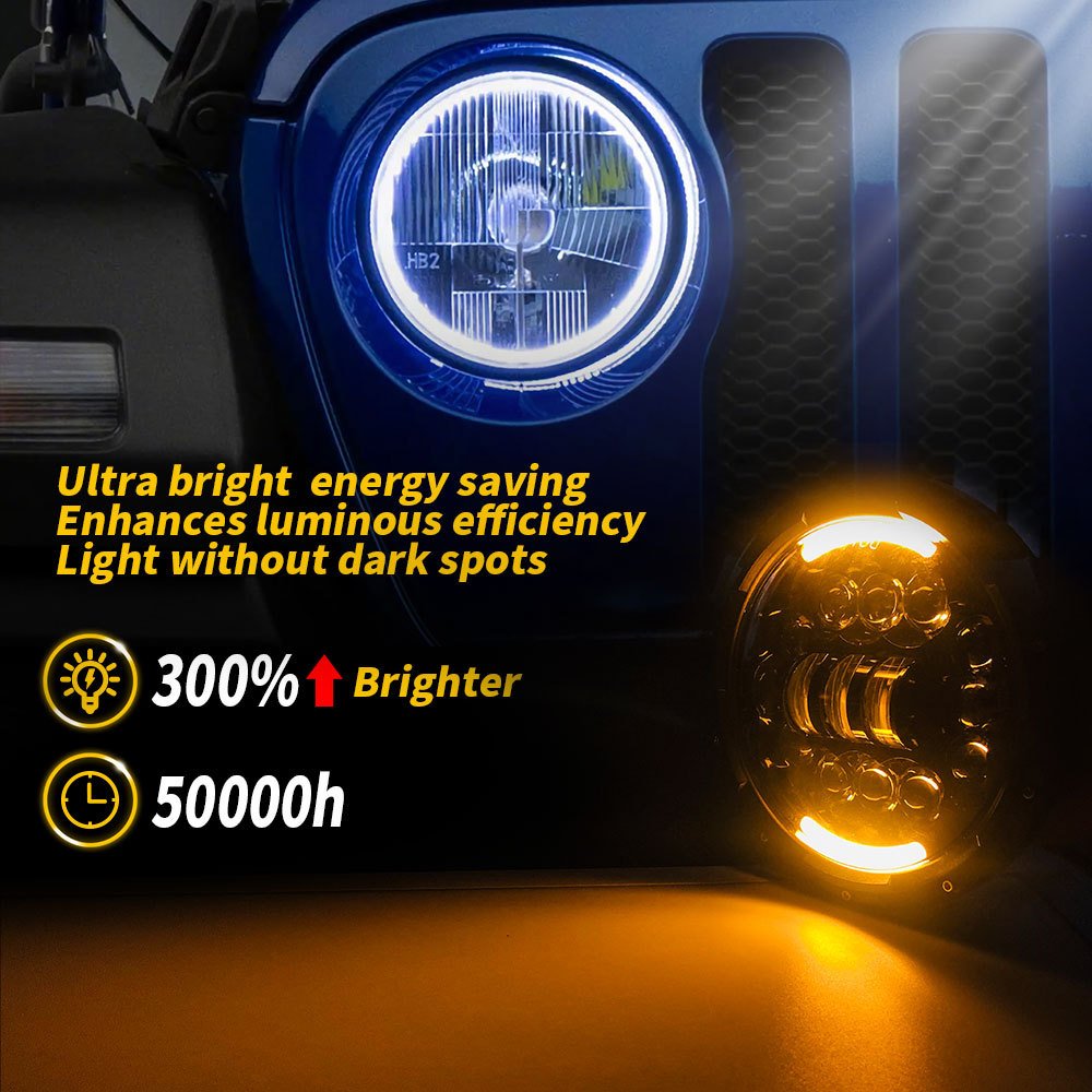7inch Led Headlight for Jep 60W Led Spotlight Fog Driving Lamp Angel Eye Motorcycle Lights Work Light for Truck Wrangler JL JK