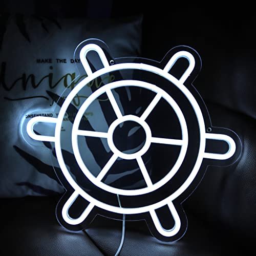Custom Ship Wheel Led Sign Captain Neon Wall Art Light Personalized Neon Signs for Man Cave Decor Boat Decor Sea Party Light