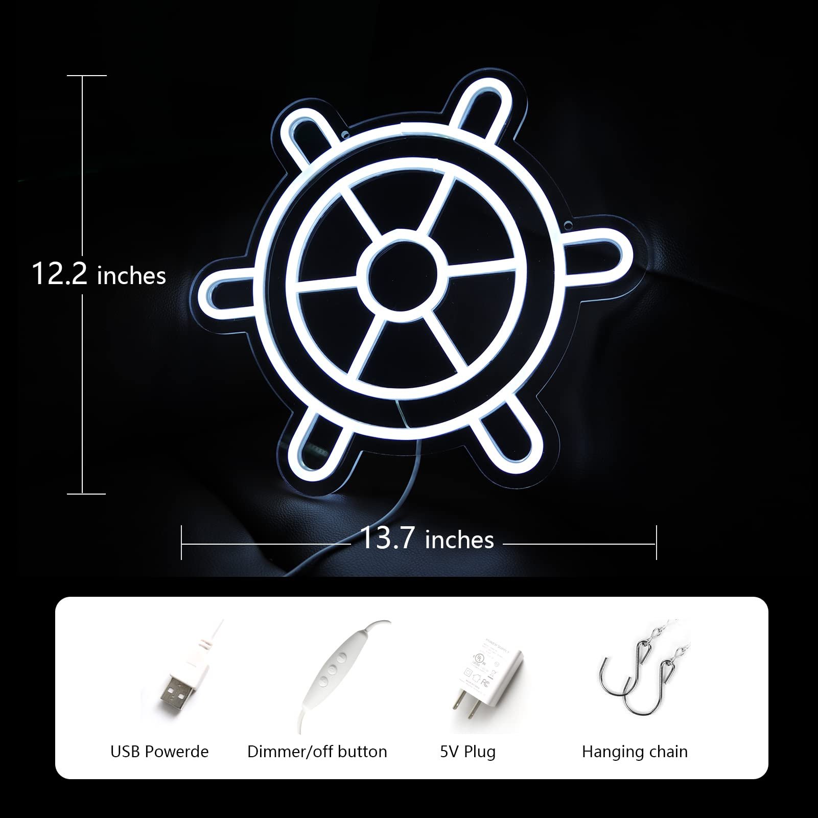 Custom Ship Wheel Led Sign Captain Neon Wall Art Light Personalized Neon Signs for Man Cave Decor Boat Decor Sea Party Light