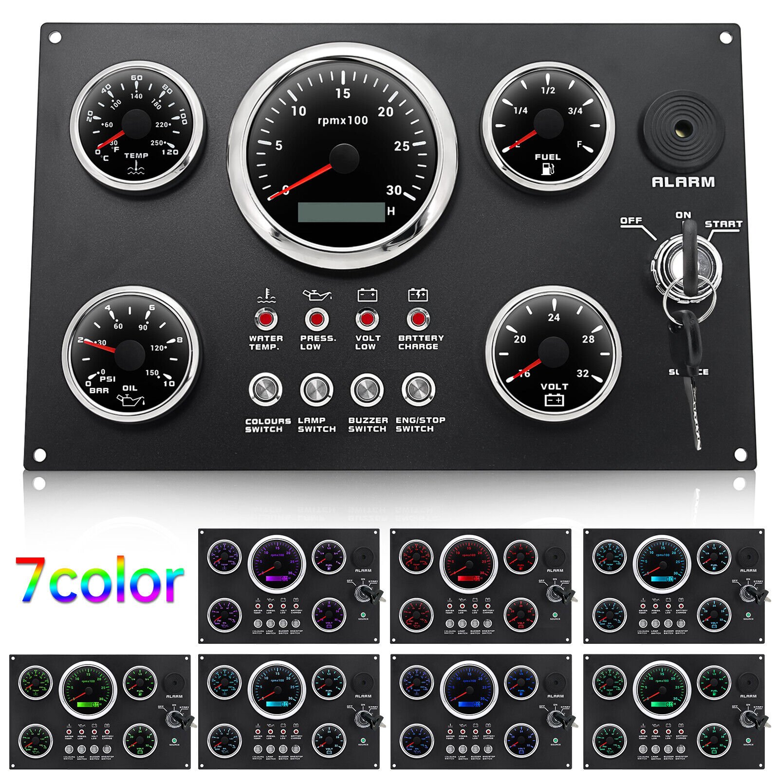 White or Black5 Gauges Waterproof Marine Instrument Boat Instruments Controller Sensor