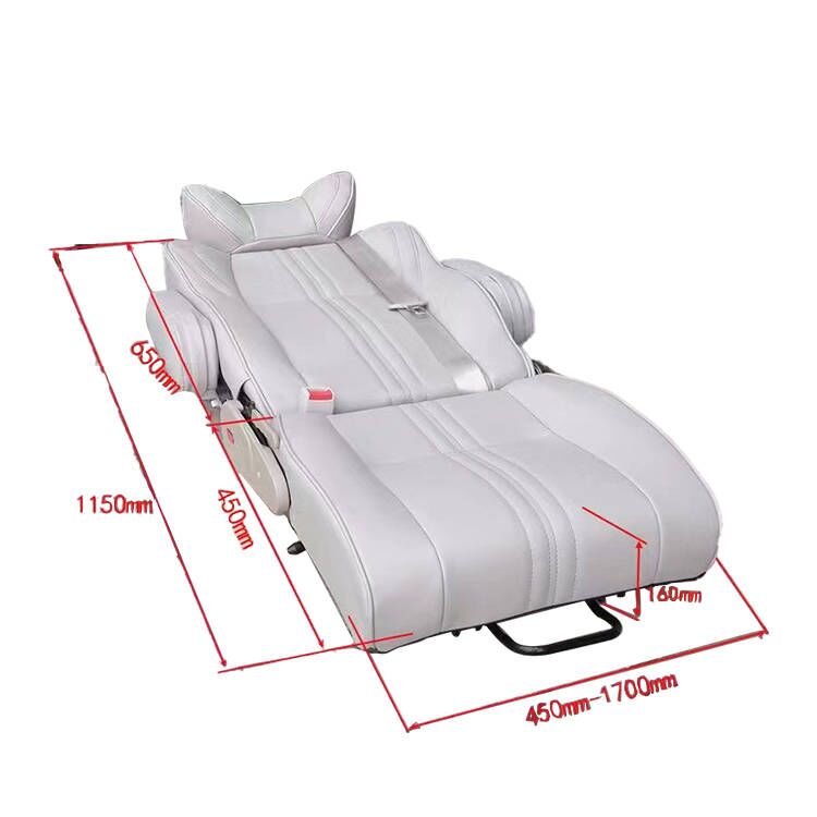 Vip Luxury Leather Car Passenger Sofa Seat Bed for Interior Tuning MPV VAN RV Limousine Campervan Motor Home